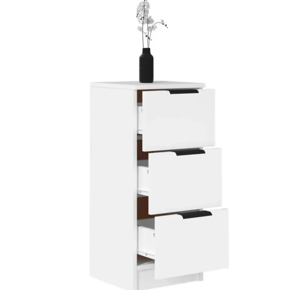vidaXL - Dressoir met 3 lades - Wit - Bewerkt hout - 30x30x70 cm