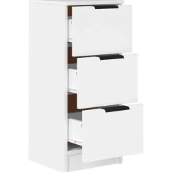 vidaXL - Dressoir met 3 lades - Wit - Bewerkt hout - 30x30x70 cm