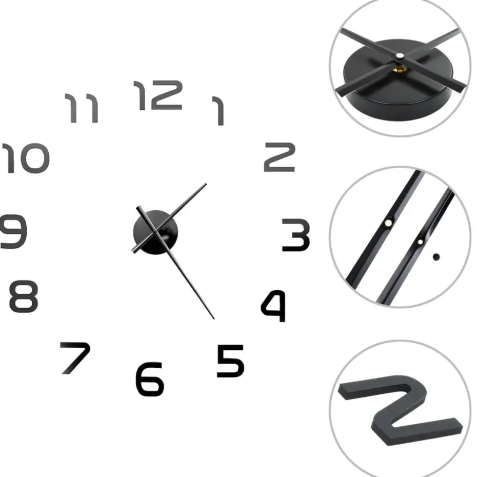 vidaXL - 3d-wandklok - Zwart - Acryl