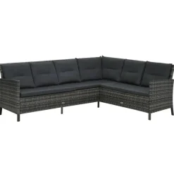 vidaXL - Eethoek - Grijs - Poly rattan