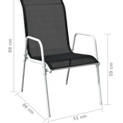 vidaXL - Eethoek Voor Buiten - Zwart - Staal - 3 stuks