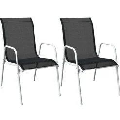 vidaXL - Eethoek Voor Buiten - Zwart - Staal - 3 stuks