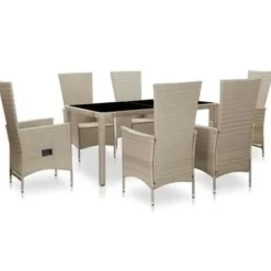 vidaXL - Eethoek Voor Buiten - Beige - Poly rattan - 150 cm tafellengte