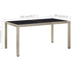 vidaXL - Eethoek Voor Buiten - Beige - Poly rattan - 150 cm tafellengte