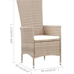 vidaXL - Eethoek Voor Buiten - Beige - Poly rattan - 150 cm tafellengte