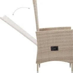 vidaXL - Eethoek Voor Buiten - Beige - Poly rattan - 150 cm tafellengte