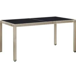 vidaXL - Eethoek Voor Buiten - Beige - Poly rattan - 150 cm tafellengte