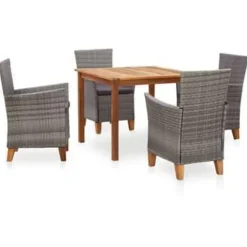 vidaXL - Eethoek Voor Buiten - Grijs - Poly rattan