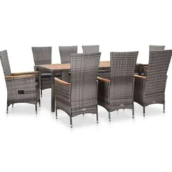 vidaXL - Eethoek Voor Buiten - Grijs - Poly rattan