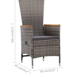 vidaXL - Eethoek Voor Buiten - Grijs - Poly rattan