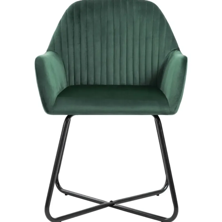 vidaXL - Eetkamerstoel - Groen - Stof - 2 stuks