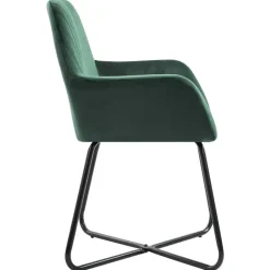 vidaXL - Eetkamerstoel - Groen - Stof - 2 stuks