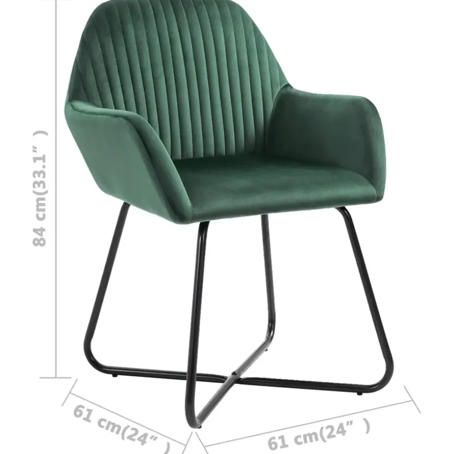 vidaXL - Eetkamerstoel - Groen - Stof - 2 stuks