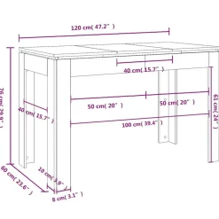 vidaXL - Eettafel - Grijs - Bewerkt hout