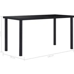 vidaXL - Eettafel - Zwart - Glas - 140 x 70 x 75 cm