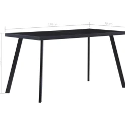 vidaXL - Eettafel - Zwart - Glas - 140 x 70 x 75 cm