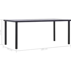 vidaXL - Eettafel - Zwart - MDF - 180 x 90 x 75 cm