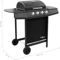 vidaXL - Gasbarbecue-grill - Zwart - Staal