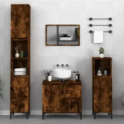 vidaXL - Gerookt eiken Wastafelonderkast - 1 deur 2 lades - Hout - 65x33x60 cm