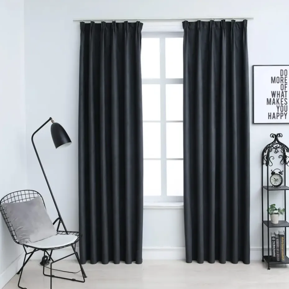 vidaXL - Gordijn - Antraciet - Stof - 140 x 175 cm - 2 stuks