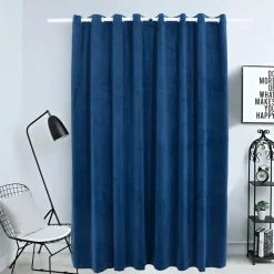 vidaXL - Gordijn - Blauw - Fluweel
