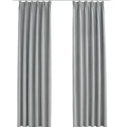 vidaXL - Gordijn - Grijs - Stof - 140 x 245 cm - 2 stuks