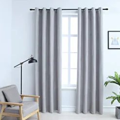 vidaXL - Gordijn - Grijs - Stof - 140 x 175 cm - 2 stuks