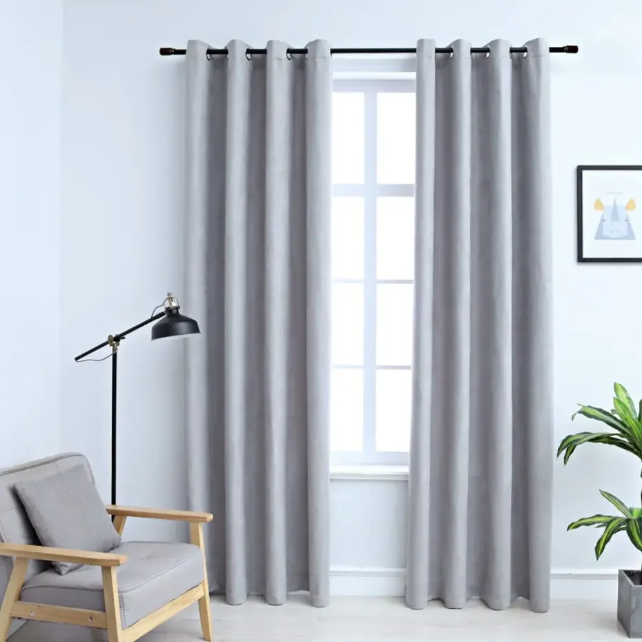 vidaXL - Gordijn - Grijs - Stof - 140 x 175 cm - 2 stuks
