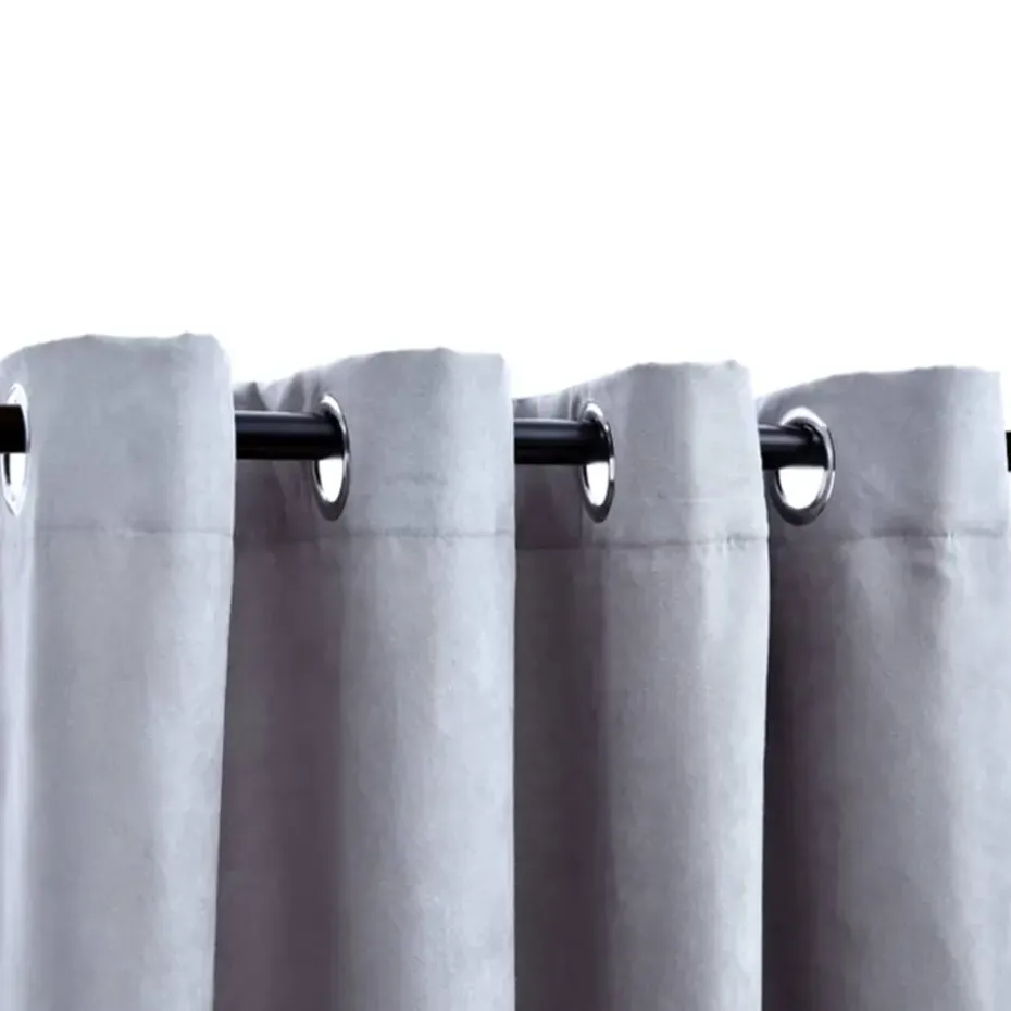 vidaXL - Gordijn - Grijs - Stof - 140 x 175 cm - 2 stuks
