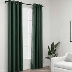 vidaXL - Gordijn - Groen - Stof - 140 x 225 cm - 2 stuks