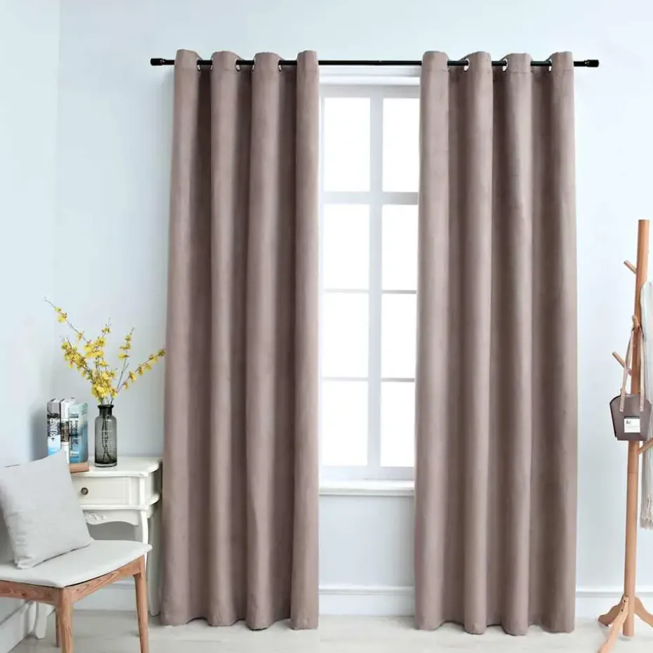 vidaXL - Gordijn - Taupe - Stof - 140 x 225 cm - 2 stuks