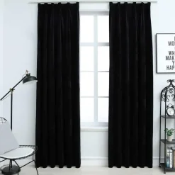 vidaXL - Gordijn - Zwart - Fluweel - 140 x 225 cm - 2 stuks