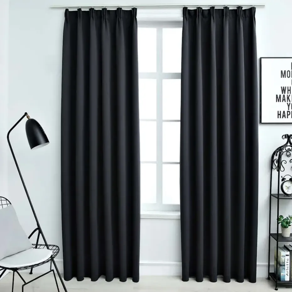 vidaXL - Gordijn - Zwart - Stof - 140 x 175 cm