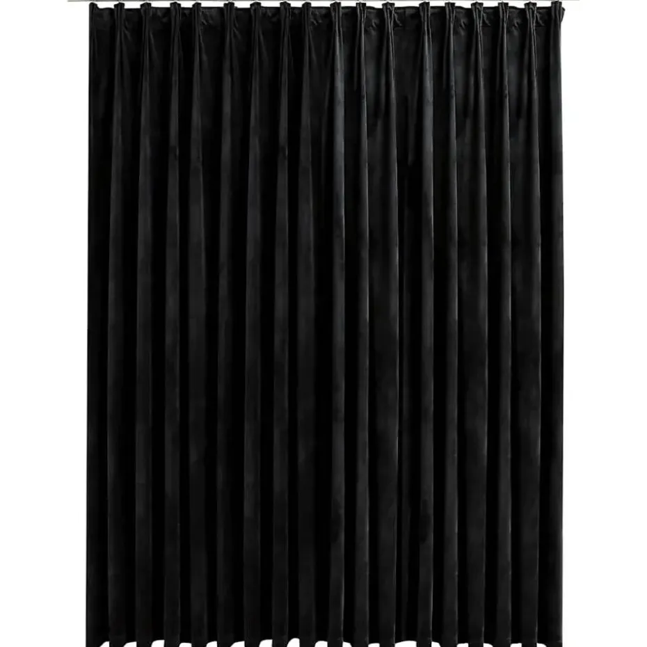 vidaXL - Gordijn verduisterend met haken - Zwart - Fluweel - 290 x 245 cm