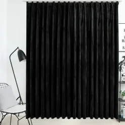vidaXL - Gordijn verduisterend met haken - Zwart - Fluweel - 290 x 245 cm