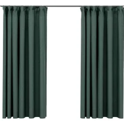 vidaXL - Gordijnen verduisterend - Groen - Stof - 140 x 175 cm - 2 stuks