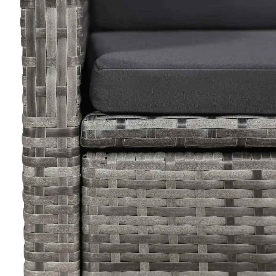 vidaXL - Grijs Tuinset - 6 verstelbaar stoelen en 150x90 cm tafel - Poly rattan