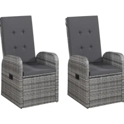 vidaXL - Grijs Tuinset - 4 verstelbaar stoelen en 85x85 cm tafel - Poly rattan