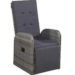 vidaXL - Grijs Tuinset - 4 verstelbaar stoelen en 85x85 cm tafel - Poly rattan