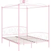 vidaXL - Hemelbed met verfijnd ontwerp - Roze - Metaal - 160x200 cm