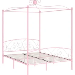 vidaXL - Hemelbed met verfijnd ontwerp - Roze - Metaal - 160x200 cm