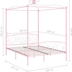 vidaXL - Hemelbed met verfijnd ontwerp - Roze - Metaal - 160x200 cm