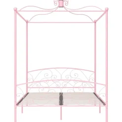 vidaXL - Hemelbed met verfijnd ontwerp - Roze - Metaal - 160x200 cm