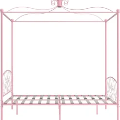 vidaXL - Hemelbed met verfijnd ontwerp - Roze - Metaal - 160x200 cm