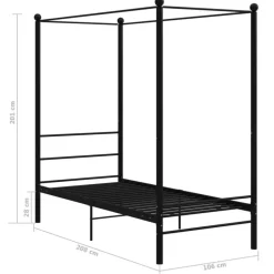vidaXL - Hemelbedframe met latten - Zwart - Metaal - 100x200 cm