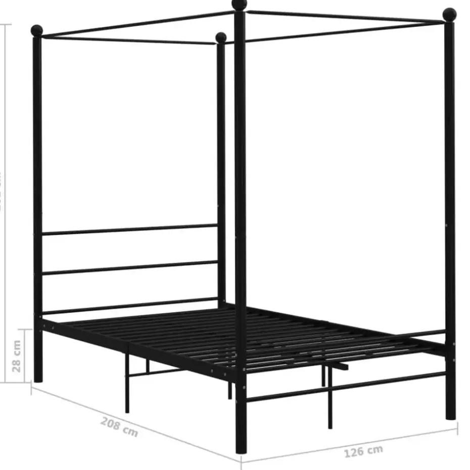 vidaXL - Hemelbedframe met latten - Zwart - Metaal - 120x200 cm