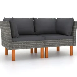 vidaXL - Hoekbanken - Grijs - Poly rattan - 2 stuks