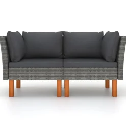 vidaXL - Hoekbanken - Grijs - Poly rattan - 2 stuks