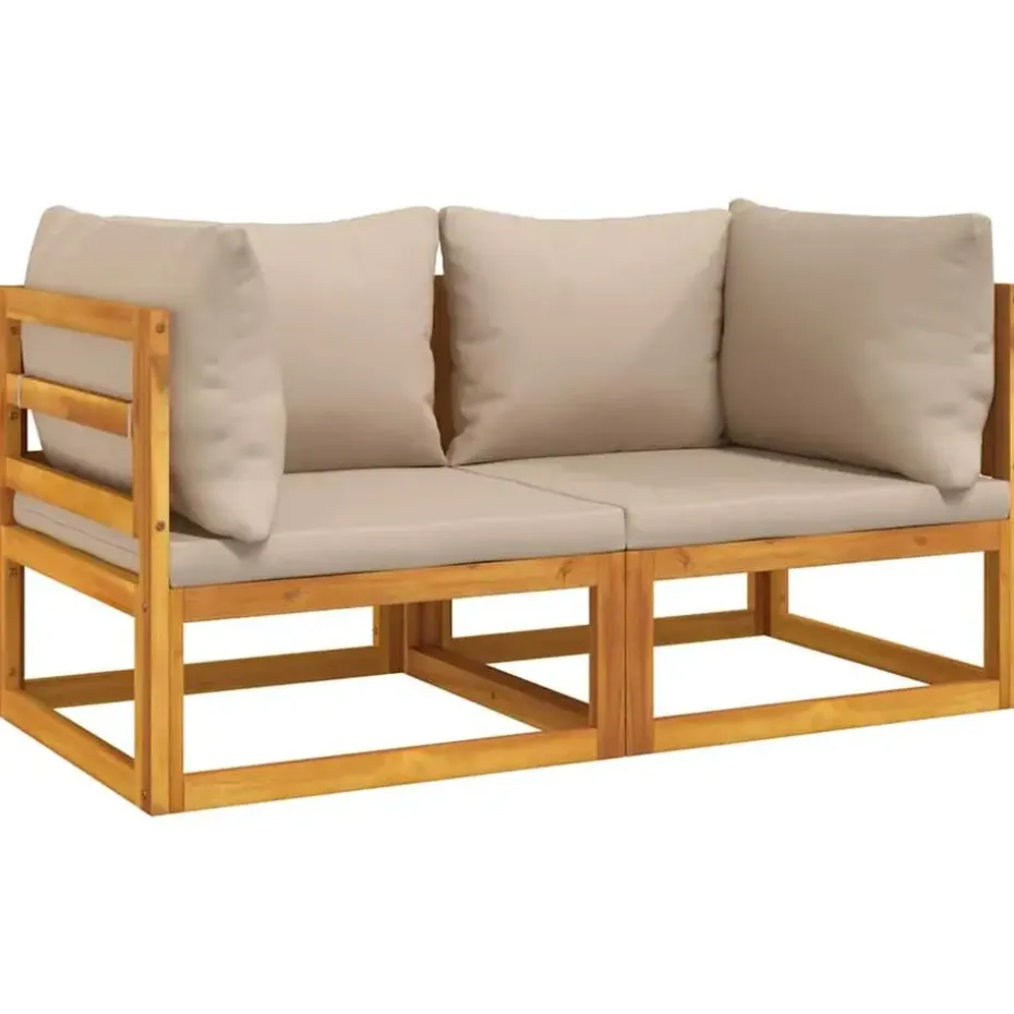 vidaXL - Hoekbanken sectioneel - Taupe - Acaciahout - 2 stuks