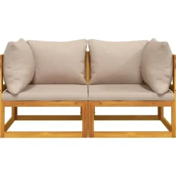 vidaXL - Hoekbanken sectioneel - Taupe - Acaciahout - 2 stuks